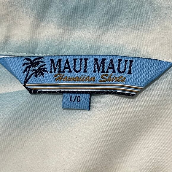 MAUI MAUI Hawaian Shirt ~ Mens Large, Short Sleeve Surfer Woodie Design - Picture 5 of 7